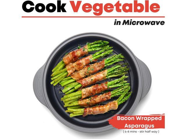 MACONEE Microwave Grill Pan Microwave Griller, Griddle & Crisper Pan with Lid for Grilling, Browning, and Crisping Foods Microwave Cookware for...