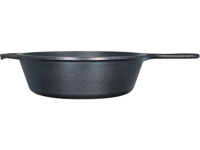 Lodge L8DSK3PLT Cast Iron Deep Skillet, 3 Quart, Black
