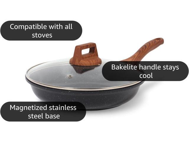 ESLITE LIFE Nonstick Ceramic Frying Pan Skillet with Lid, Non-Toxic Egg Omelette Kitchen Cooking Pans Compatible with All Stovetops (Gas, Electric...