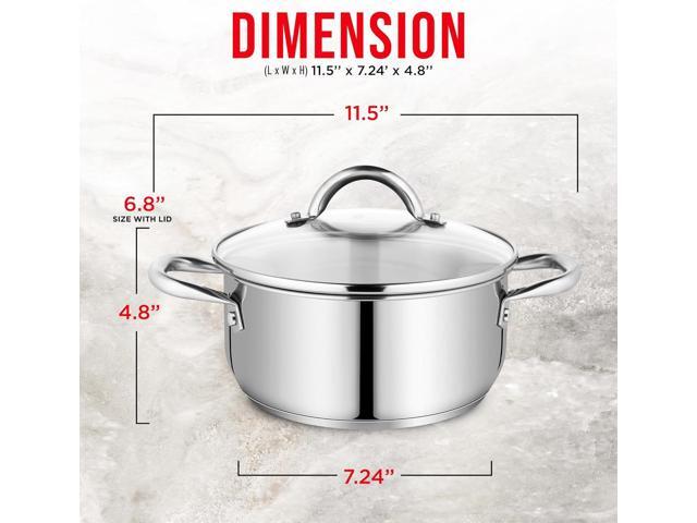 Bakken-Swiss Deluxe 3-Quart Stainless Steel Stockpot w/Tempered Glass See-Through Lid - Simmering Delicious Soups Stews & Induction Cooking -...