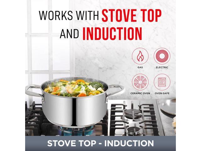 Bakken-Swiss Deluxe 3-Quart Stainless Steel Stockpot w/Tempered Glass See-Through Lid - Simmering Delicious Soups Stews & Induction Cooking -...