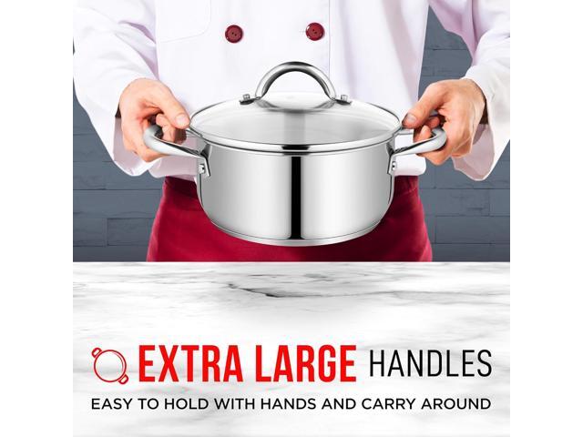 Bakken-Swiss Deluxe 3-Quart Stainless Steel Stockpot w/Tempered Glass See-Through Lid - Simmering Delicious Soups Stews & Induction Cooking -...