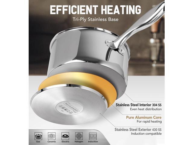 MICHELANGELO Stainless Steel Sauce Pan with Lid, 3 Quart Sauce Pan with Steamer Insert, Nonstick Saucepan with Pour Spout, 3 Qt Stainless Steel Pot...