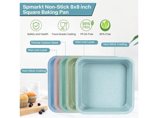 2 Pcs 8 x8 Baking Pan, Nonstick Cake Baking Pan for Cakes Lasagna Brownies, 8 inch Cake Pan Square for Baking Roasting Serving, Even Heating, Easy...