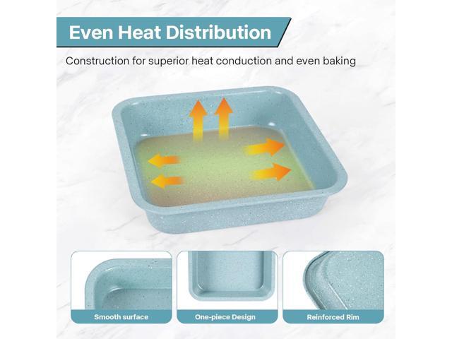 2 Pcs 8 x8 Baking Pan, Nonstick Cake Baking Pan for Cakes Lasagna Brownies, 8 inch Cake Pan Square for Baking Roasting Serving, Even Heating, Easy...