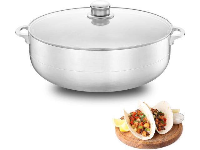 Alpine Cuisine 13-Quart Aluminum Caldero Stock Pot with Glass Lid, Cooking Dutch Oven Performance for Even Heat Distribution, Perfect for Serving...