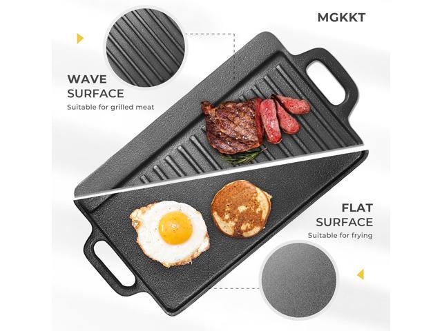 Cast Iron Griddle Plate 13 x 8 inch Reversible Cast Iron Grill/Griddle Pan Double Sided Stove Top Griddle On Single Burner Pre-Seasoned Small...