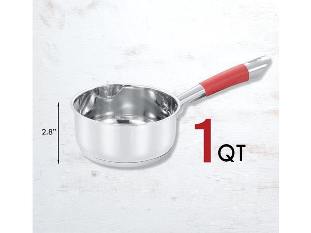 Concord 1 Quart Stainless Steel Saucepan with SIMPLE POUR Vented Glass Lid. Features Dual Pouring Spouts and Volume Marking. Perfect for making...