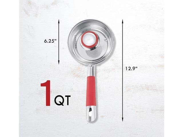 Concord 1 Quart Stainless Steel Saucepan with SIMPLE POUR Vented Glass Lid. Features Dual Pouring Spouts and Volume Marking. Perfect for making...