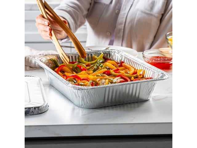GUSTO [30 Count 9x13 Inch Aluminum Pans, Half-Size Deep Steam Foil Pans, Tin Pans Disposable - Pans for Baking, Cooking, Heating, Storing, and Food...