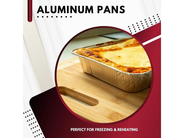 Aluminum Pans With Lids Disposable 9x13 Baking Foil Pans Half Size Steam Table Deep Roasting Tin Pan With Covers For Kitchen Cooking, Heating,...