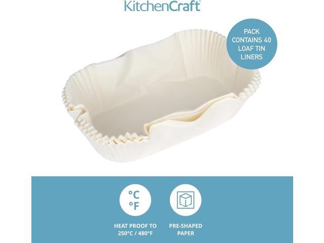 KitchenCraft Loaf Tin Liners, Non Stick, Cake and Bread Tin, 20 x 9 cm, Pack of 40 Liners, White