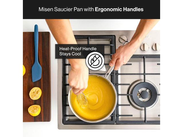 Misen Premium Saucier Pan with Lid & Stay Cool Handle - 5-Ply Stainless Steel Cookware - Gas, Electric & Induction Cooking, Thick Bottom, Heats...