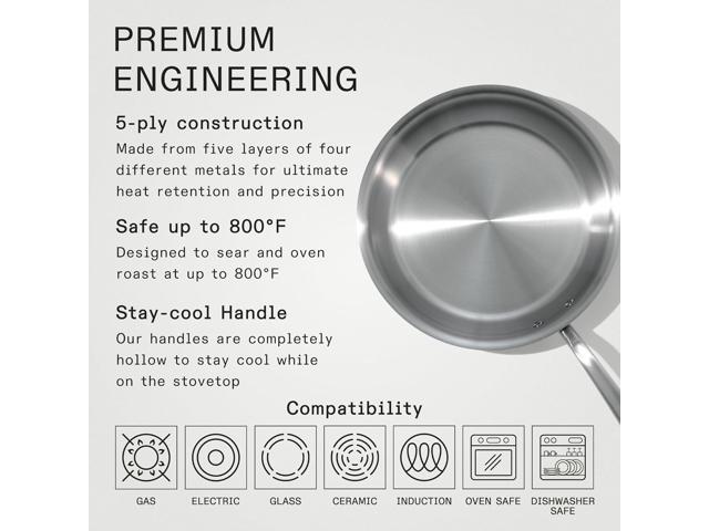 Made In Cookware - 12-Inch Stainless Steel Frying Pan - 5 Ply Stainless Clad - Professional Cookware - Crafted in Italy - Induction Compatible