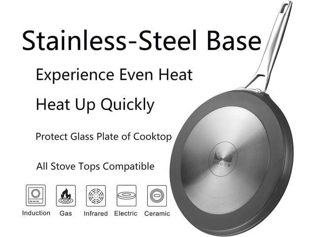 MsMk 11 inch Nonstick Crepe Pan, Titanium and Ceramic Nonstic Coating Flat Skillet Dosa Tawa Tortilla Pan, Large Pancake with Stay-Cool Handle,...