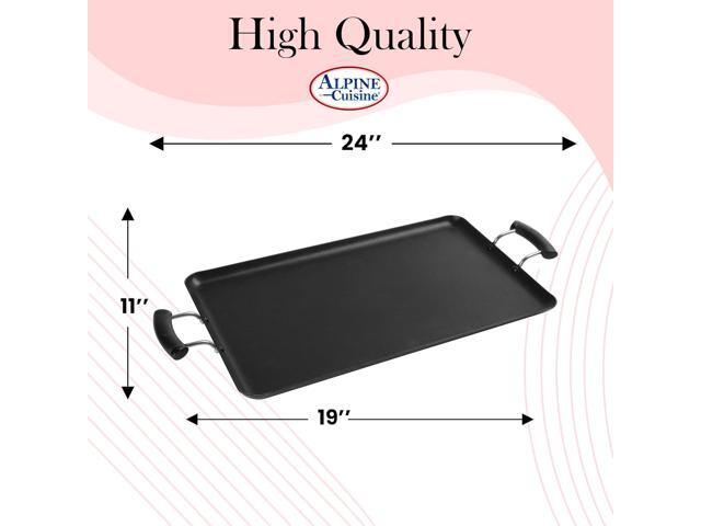 Alpine Cuisine Aluminum Griddle Pan 19x11in Nonstick Coating & Heat Resistant Gas Stove Griddle for Cookware with Double Handle - Ideal for BBQ...