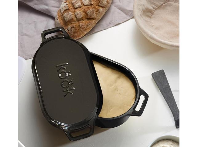 KooK Dutch Oven, Oven for Sourdough Bread Baking, with Lid, Dual Handles, Enameled Cast Iron, includes Lid Lever, Great for Baking Bread, Cooking...