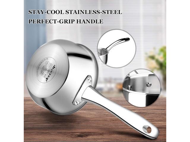 Duxtop Whole-Clad Tri-Ply Stainless Steel Saucepan with Lid, 1.6 Quart, Kitchen Induction Cookware