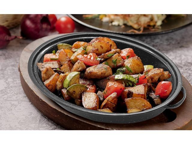 Granite Roasting Pans, Black (15' Oval Roaster Pan With Lid)