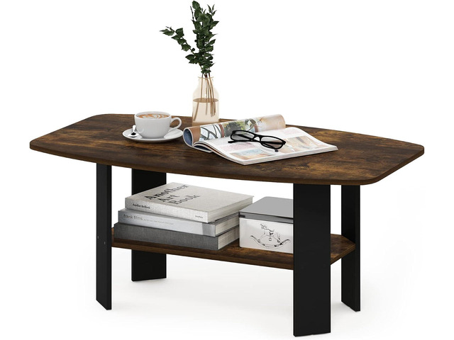 Furinno Simple Design Coffee Table, Amber Pine/Black