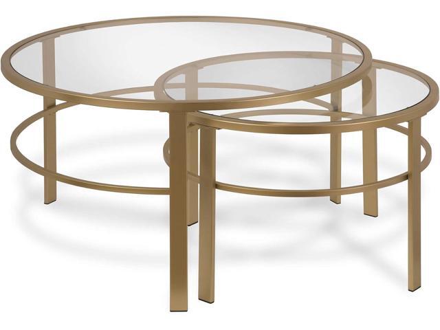 Henn & Hart Round Nested Coffee Table in Brass, Coffee Table coffee tables for living room, studio apartment essentials