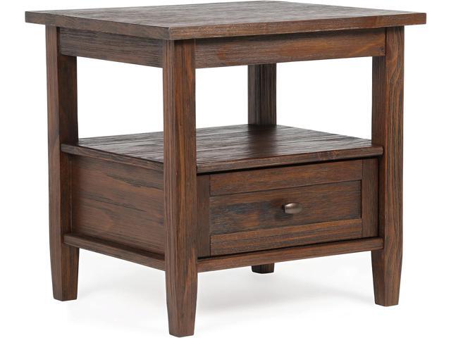 SIMPLIHOME Warm Shaker SOLID WOOD 20 inch Wide Rectangle Rustic End Table in Distressed Charcoal Brown with Storage, 1 Drawer, 1 Shelf, for the...