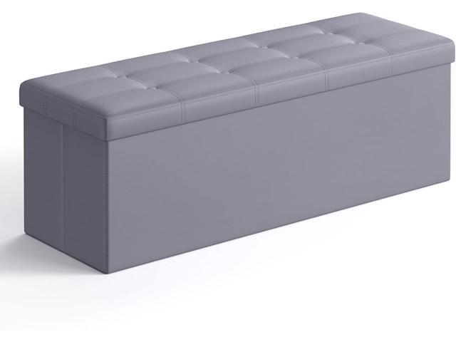 SONGMICS MAZIE Collection - 43 Inches Folding Storage Ottoman Bench, Ottoman with Storage, Foot Rest Stool, Load 660 lb, for Living Room, Synthetic.