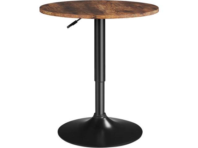 Yaheetech Round Pub Table Height Adjustable with 360 Swivel MDF Tabletop for Dining Bistro Cafe Home Bar, Rustic Brown