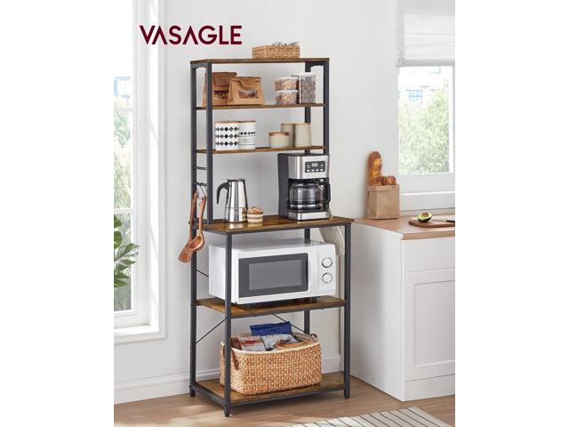 VASAGLE Coffee Bar, Bakers Rack for Kitchen with Storage, 6-Tier Kitchen Shelves with 6 Hooks, Microwave Stand, Industrial, 15.7 x 23.6 x 65.7...