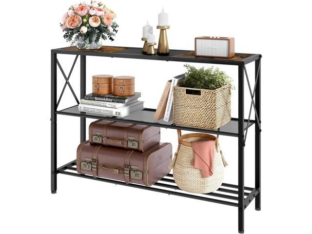Hoctieon Industrial Console Table, 3 Tier Entryway Table, Hallway Table, Narrow Sofa Table with Shelves, Entrance Table for Entryway, Rustic.