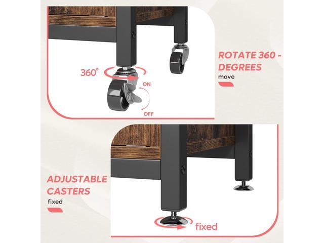 Bestier Bakers Racks with Storage Cabinet, Height-Adjustable 45' to 55' Microwave Stand for Kitchen with Wheels & Feet, Industrial Rolling Coffee...