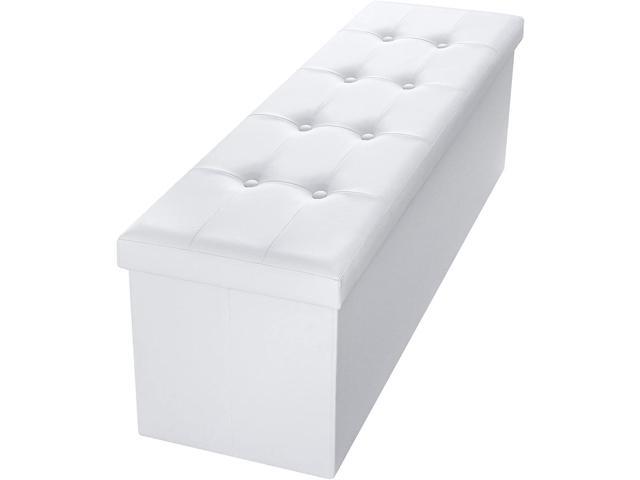 Camabel 43 Inch Folding Storage Ottoman Bench 120L Hold up 700lbs Ottoman with Storage Chest Foam Seat Padded Foot Rest Stool Faux Leather Bedroom...