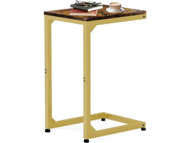 C Table End Table with Metal Frame Small Side Table for Couch, Sofa TV Tray Table for Living Room, Bedroom, Bedside Elegant Gold