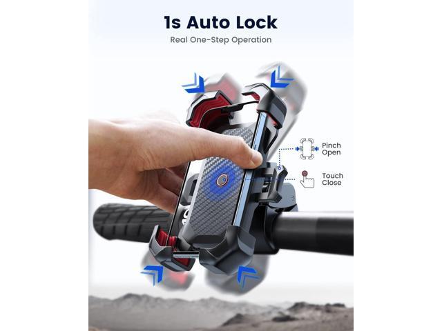 JOYROOM Motorcycle Phone Mount, [1s Auto Lock][100mph Military Anti-Shake] Bike Phone Holder for Bicycle, [10s Quick Install] Handlebar Phone...