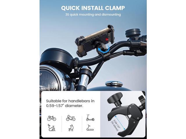 Lamicall Bike Phone Holder Mount - Motorcycle Handlebar Phone Mount Clamp, One Hand Operation, ATV Scooter Phone Clip for iPhone 16/15 Pro Max / 14...