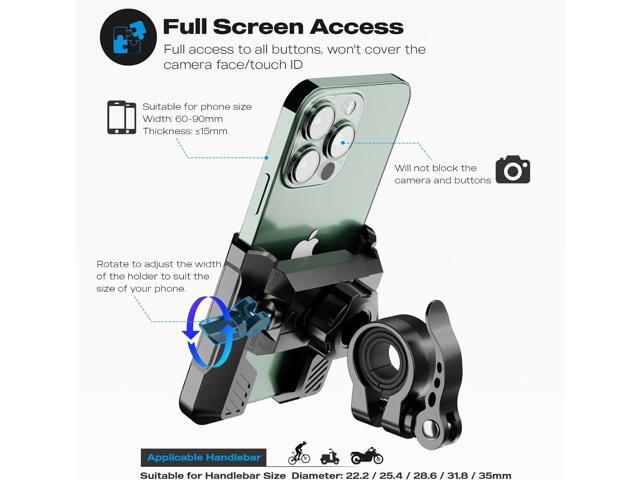 New Upgraded Bike Phone Mount Holder Two Connectors Quickly Lock and Release,360°Rotatable Bicycle Motorcycle Scooter Accessories Handlebar Phone...