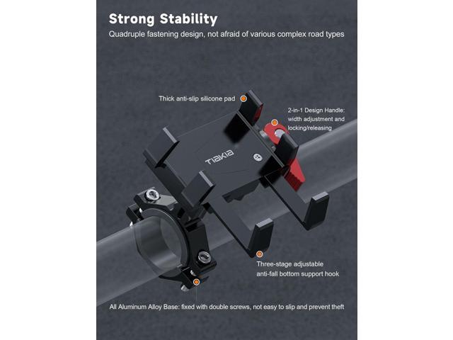 Tiakia Aluminum Bike Phone Mount Holder, [2024 Upgrade] Motorcycle Phone Mount, [1s Lock] Handlebar Mounted Cell Phone Holder, 360° Rotation,...