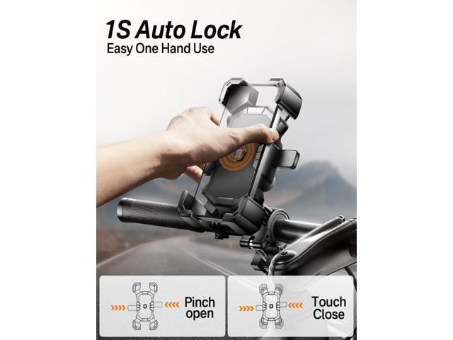 Bike Phone Holder Handlebar,Motorcycle Phone Mount,ATV Cell Phone Clamp,Scooter Phone Clip for iPhone 15 Pro Max14 13 12plus, Samsung S24Ultra S23...