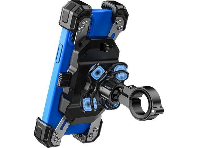 Motorcycle Phone Mount with Vibration Dampener, 1s Lock Bike Phone Holder with Aluminum Alloy Handlebar Mounting Base, One-Handed Operation...