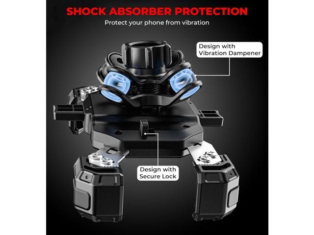 Motorcycle Phone Mount with Vibration Dampener, 1s Lock Bike Phone Holder with Aluminum Alloy Handlebar Mounting Base, One-Handed Operation...