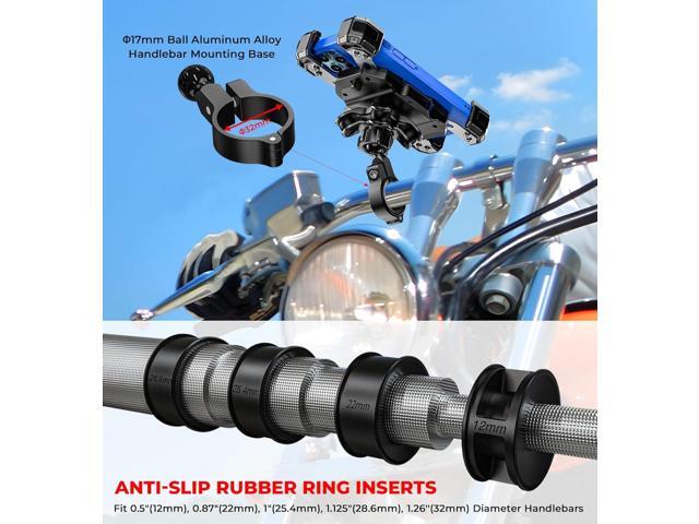 Motorcycle Phone Mount with Vibration Dampener, 1s Lock Bike Phone Holder with Aluminum Alloy Handlebar Mounting Base, One-Handed Operation...