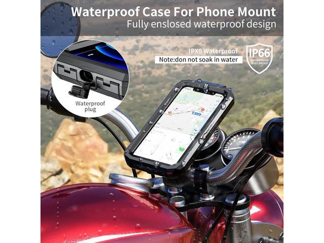 Kewig Bike Phone Mount Waterproof, Motorcycle Phone Mount with Aluminum Alloy Handlebar Mount Base & Touch-Screen, 360 Rotation Bike Phone Holder...