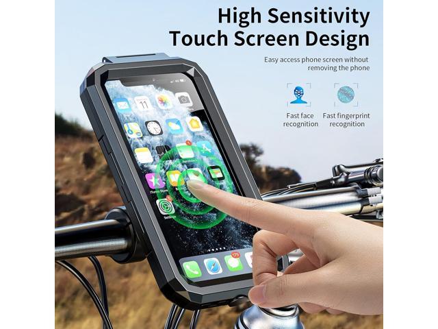 Kewig Bike Phone Mount Waterproof, Motorcycle Phone Mount with Aluminum Alloy Handlebar Mount Base & Touch-Screen, 360 Rotation Bike Phone Holder...