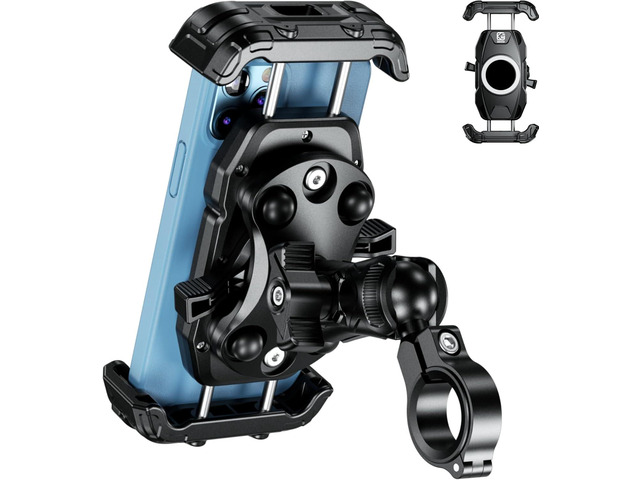 Kewig Motorcycle Phone Mount Holder- [Vibration Dampener] [Secure Lock] Motorcycle Cell Phone Holder, Bike Handlebar Phone Mount, for 16/15/ 14/13...