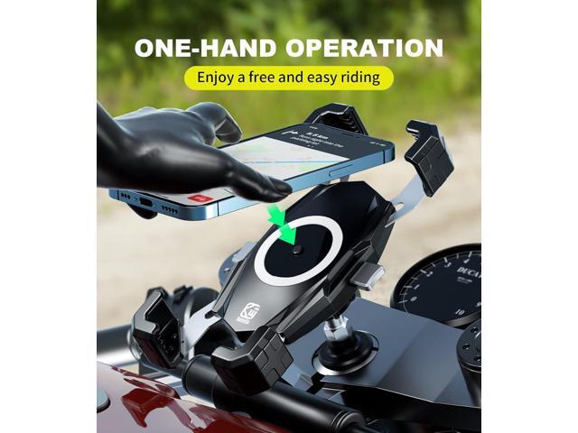 Kewig Motorcycle Fork Stem Phone Mount, Motorcycle Phone Mount, 1S One-Push Automatically Lock & Release, Fits for Fork Stem 12-25.4mm in Diameter,...