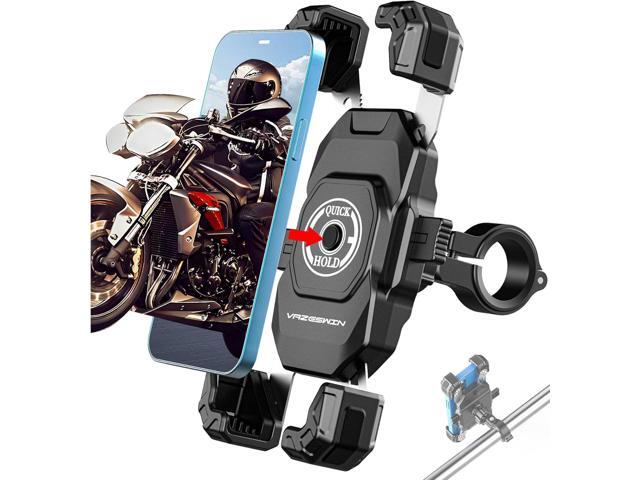 Motorcycle Phone Mount, 1s Lock Bike Phone Holder, One-Handed Operation Motorcycle Cellphone Holder with Aluminum Alloy Handlebar Mounting Base for...