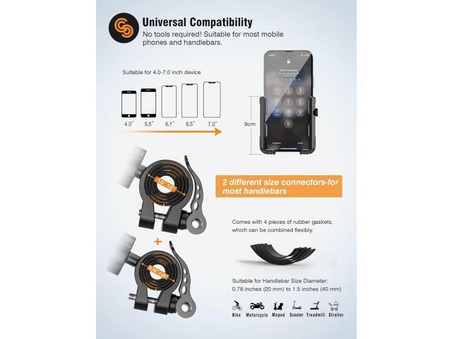 Bike Phone Mount for Electric, Mountain, Scooter, and Dirt Bikes -360°rotatable Bike Phone Holder- Bike Phone Holder Suitable for Smartphones from...