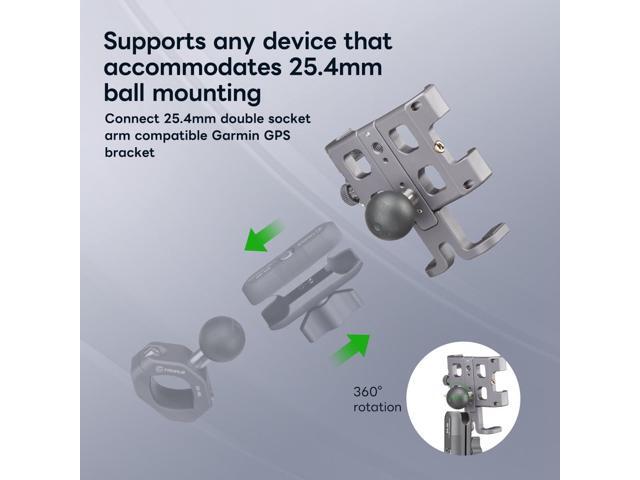 FANAUE CPC-09 Motorcycle Phone Mount with 1 Inch Ball Head for RAM Mounts B Size Double Socket Arm and Scooter UTV/ATV Bike Phone Holder, Aluminum...