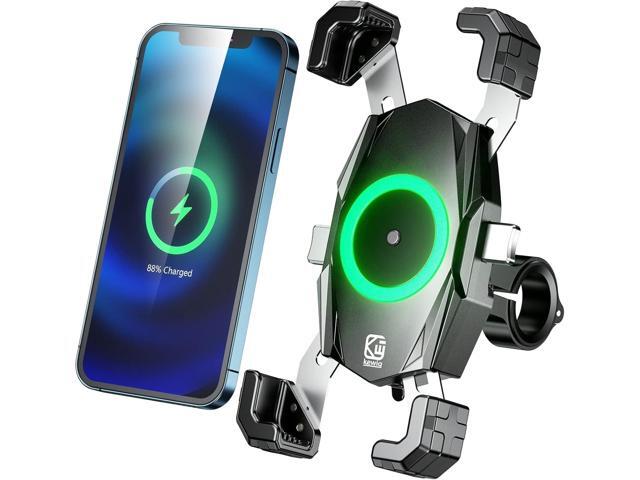KEWIG Motorcycle Phone Mount with Qi 15W Wireless Charger & USB C 20W Fast Charging Port, One-Push Automatically Lock & Quick Release Waterproof...
