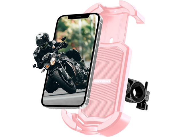 ROCKBROS Bike Phone Holder, Motorcycle Phone Mount with Security Lock, Shockproof Bicycle Phone Mount, Adjustable Phone Holder for Bike,...